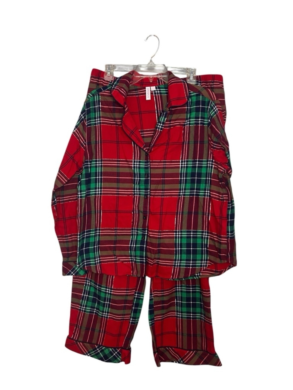 Joyspun Red Plaid Pajama Set Women’s L Christmas Flannel Lounge Set